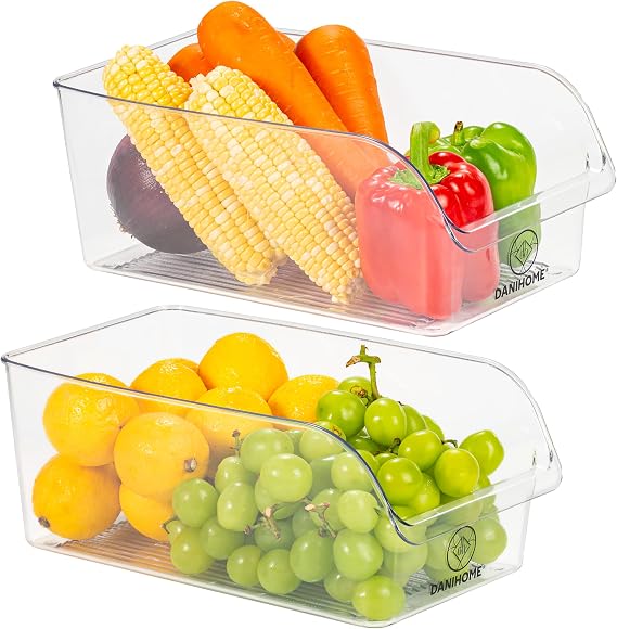 KitchenClear 2 x Fridge Organiser Set - Organiser System Kitchen - Storage & Organisation Fridge & Make-Up - Fridge Organiser Bathroom