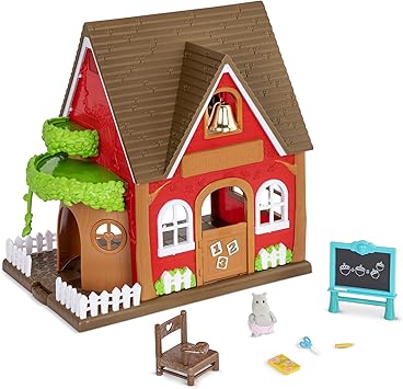 Lil Woodzeez Woodland Schoolhouse 16 Pieces Playset with Toy Owl Figurine and Accessories Collectible Toys for Pretend Play Gifts for 3 Year Old