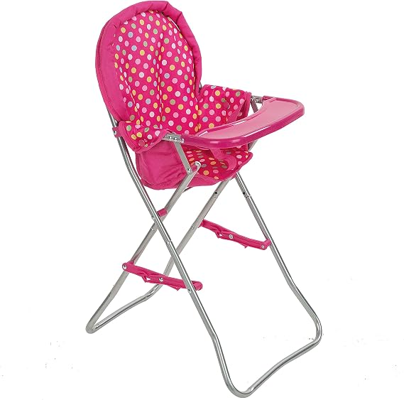 Baby Doll High Chair for Kids Toy Feeding Chair for Baby Dolls Up to 20 Inches Doll Highchair with Feeding Tray Pretend Play Doll Furniture, Nursery Toy & Baby Doll Accessories Pink