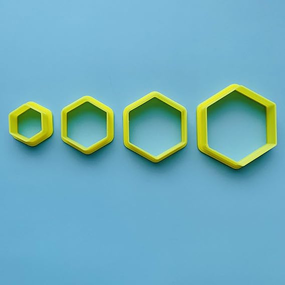 Set of 4 Hexagon Shaped Cutters Made for Use with Polymer Clay