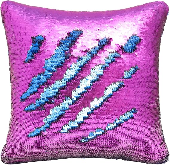 MHJY Sequin Pillow Cover Mermaid Cushion Covers 16"x16" Flip Sequins Decorative Throw Pillow Case, Blue Purple