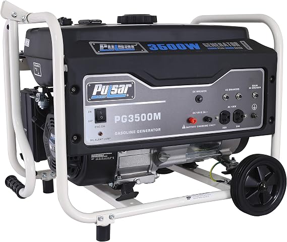 Pulsar PG3500M Portable Gas-Powered Generator with Mobility Kit, 3500W
