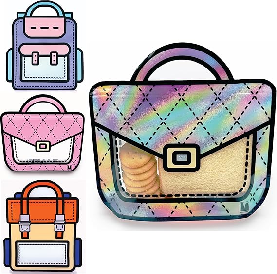 20 Pack Gift Bags for Kids Birthday Party Supplies - Bulk Goodie Bag for Candy, Snacks, or Favors with Resealable Ziplock Seal (Holographic/Small)