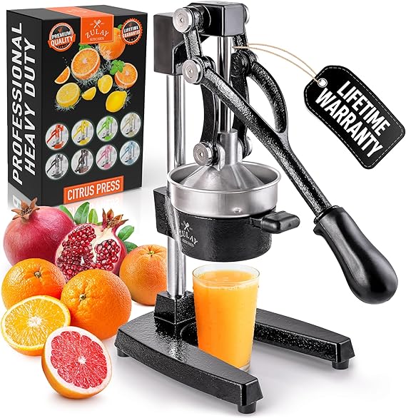 Zulay Hand Press Citrus Juicer Stand Commercial Metal Orange Lemon Lime Squeezer Premium Quality Heavy Duty