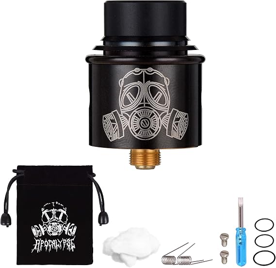 WOLFTEETH RDA Clone Apocalypse Portable Bag Type | Rebuildable Dripping Atomizer Dual Coil | Adjustable Air Hole | Velvet Drawstring Bag (Stainless Steel in Black/Nicotine Free 121303)
