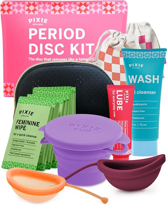 Pixie Menstrual Disc Kit for Feminine Care - Pixie Discs are Designed to Remove Like Tampons - 100% Medical-Grade Silicone - Best Period Disc Starter Kit - Proven to Become A Successful Disc User