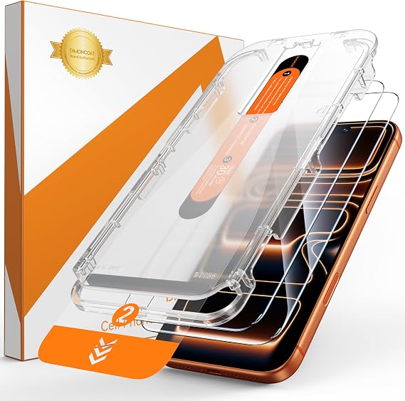 DIMONCOAT Top 9H++ Glass 2 Pack for iPhone 17 Pro Screen Protector 6.3''
