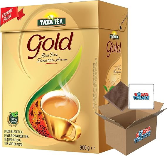 Tata Tea Gold Loose Leaf Tea - 900G | Authentic Indian Chai | Rich and Aromatic Black Tea | Premium Export Pack Boxed Treatz
