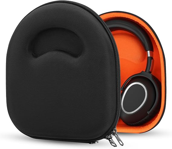 Geekria Shield Headphones Case for Lay Flat On-Ear Headphones, Replacement Hard Shell Travel Carrying Bag with Cable Storage, Compatible with Bose, Edifier, Grado and More Headsets (Black)