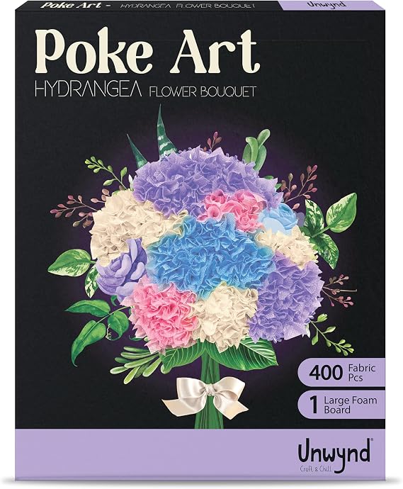 Unwynd Poke Art Hydrangea Flower Bouquet Kit for Adults, Women and Teens