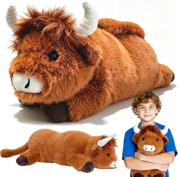 Highland Cow Weighted Plush 4.5lbs | 21", Giant Highland Cow Stuffed Animal for Kids & Adults, Super Soft Large Cattle Pillow Gift for Christmas Easter Birthday