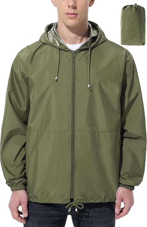 UIQUR Mens Rain Jacket Raincoat Waterproof Windbreaker