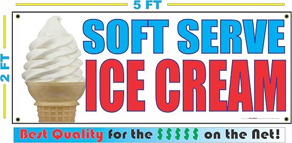 SOFT SERVE ICE CREAM Vanilla Cone Banner sign