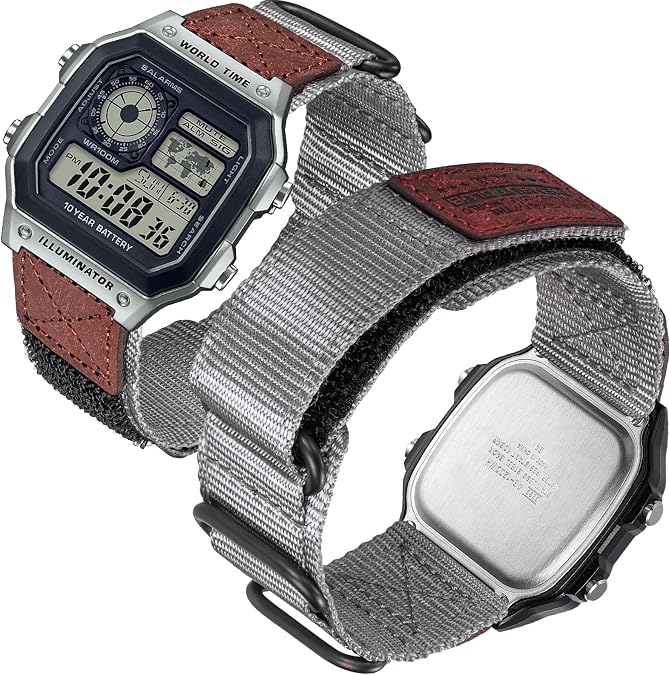 HEMSUT 18mm Nylon Strap for Casio, Quick Release Military Style Shock Resistant Watch Band for AE-1200 DW-H5600 AE-1000W F-91W A168W and More