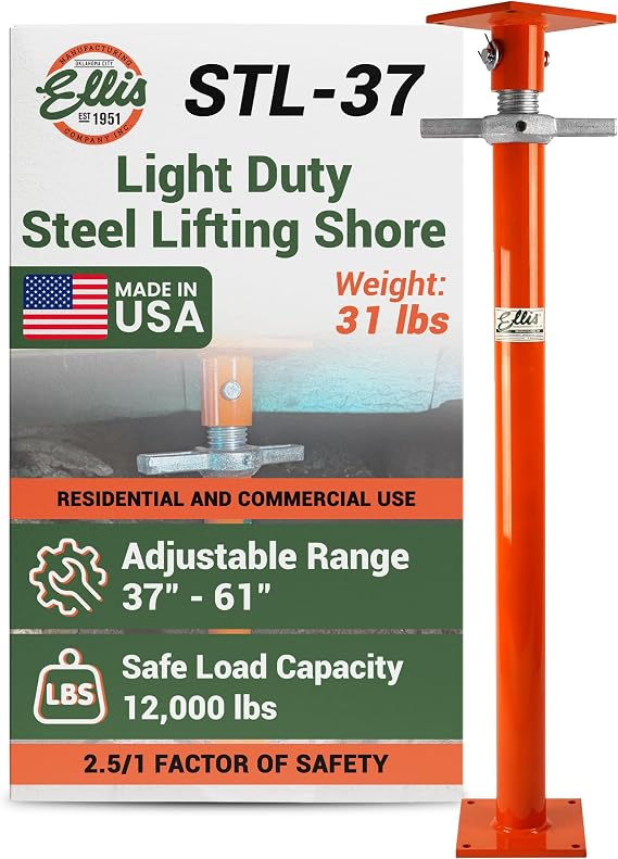 Ellis Manufacturing Light-Duty Steel, Construction Jack Post, 37" to 61"