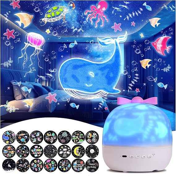 Kids Night Light Projector,21 Sets of Films, Night Lights for Kids, Star Galaxy Projector, Bedroom, Ceiling, Star Projector with 360 Rotating for Boys and Girls, Birthday, Christmas gift, Room Decor [Energy Class F]