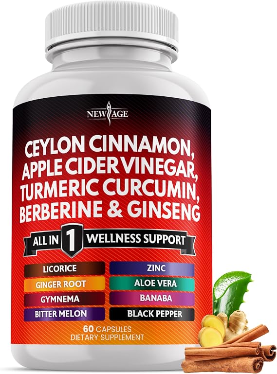 Ceylon Cinnamon, Turmeric, Apple Cider Vinegar, Ginseng, Aloe Vera, Berberine Plus Banaba, Ginger Root - 60 Count
