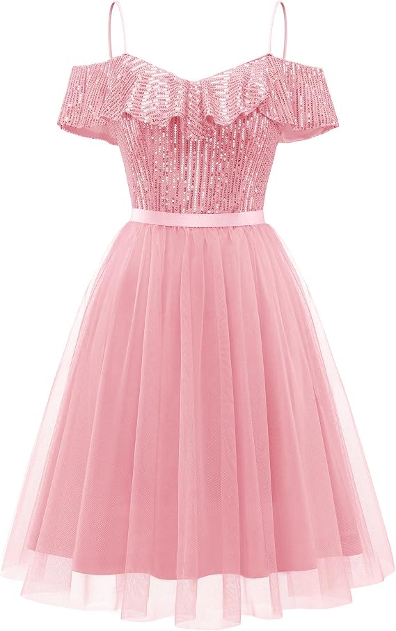 Wedtrend Sequin Dress for Women Short 80s Prom Dress Sparkly Cocktail Dresses Formal Dresses for Teens
