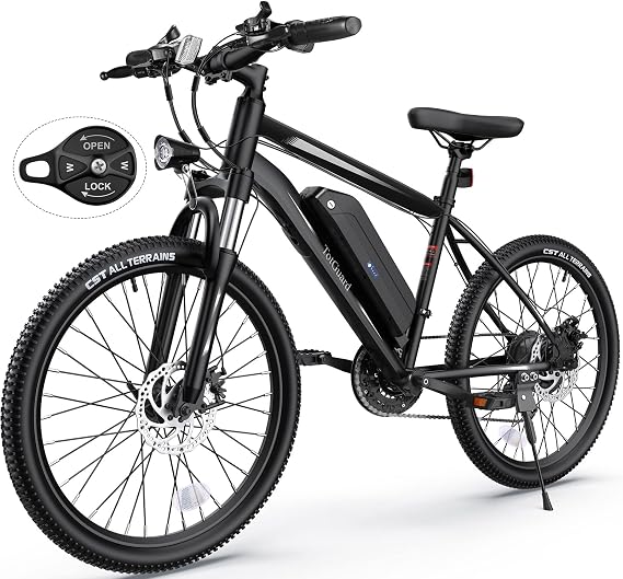 TotGuard Electric Bike, Electric Bike for Adults, 26" Ebike 350W Motor, 19.8MPH Electric Mountain Bike with 374.4WH Removable Battery, Up to 50 Miles,Front Suspension Fork,SGS Certified to UL 2849