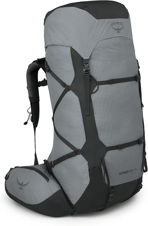 Osprey Aether Pro 75L Men's Backpacking Backpack, Silver Lining, S/M