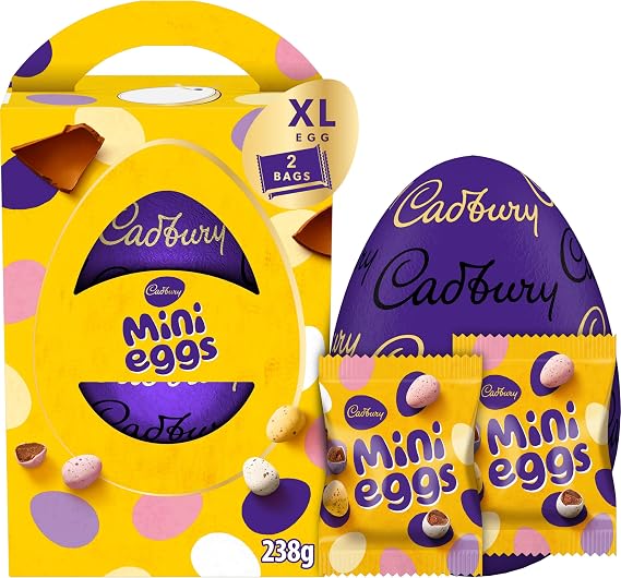 Cadbury Mini Eggs Extra Large Chocolate Easter Egg, Includes 2 Bags, Easter Gift, 238 g (Pack of 1)