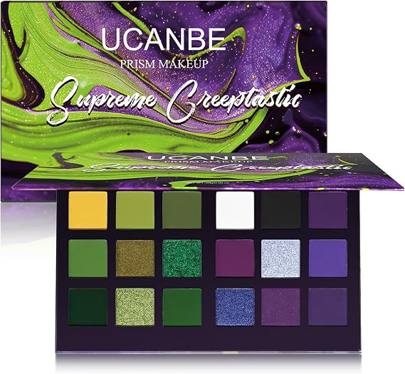 Green Purple Goth Eyeshadow Palette Makeup- 18 Colors Matte Shimmer Metallic Bright & Dark Smoky Gothic Eye Shadows for Halloween Christmas Grinch Witch Beetle-juice Ursula SFX Cosplay Costume Make Up | Smoky eyeshadow for carnival, Christmas, eyeshadow palette as a grinch, witch, zombie, monster