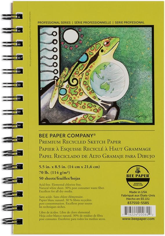 Bee Paper - 5.5"x 8.5" Premium Recycled Sketching Paper Pad, 50 Sheets