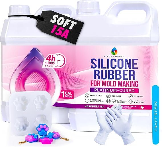 Craft Resin Fast-Curing Soft Silicone Mold Making Kit, Shore 15A 1 Gallon
