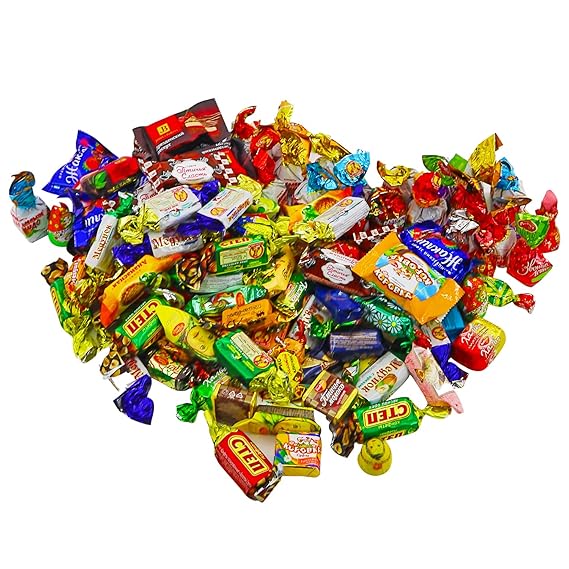 Sweet Candy Mix Gift Bag - Russian Candy Mix - Assortment Chocolate and Caramel Party Candy Mix of Multiple Confectioneries Variety of Russian Candy by the Pound (1.4kg / 3 lbs)