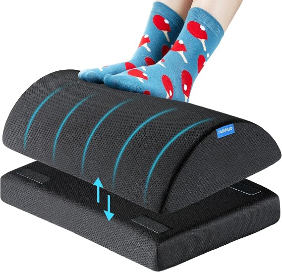 HUANUO Footrest with Memory Foam, Foot Rest Under Desk at Work, Adjustable Desk Footrest for Office Chair, Ergonomic Foot Stool for Office, Home, Travel