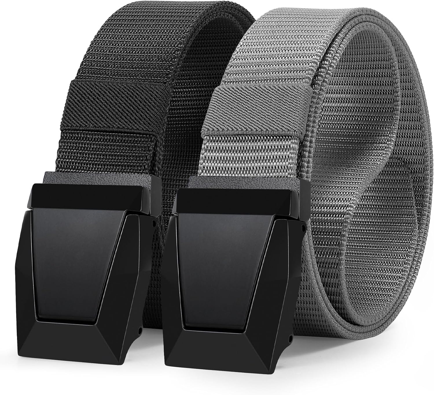 2 Pack WERFORU Tactical Nylon Belt for Men - Nylon Web Belt with Quick Release Metal Buckles