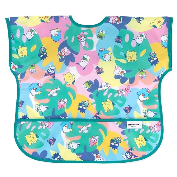 Bumkins Short Sleeve Bib for Girl or Boy, Toddler and Kids for 1-3 Years, Large Size, Essential Must Have for Junior Children, Eating, Mess Saving Soft Fabric Apron