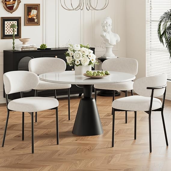 MALOL Dining Chairs Set of 4, Modern Fabric Dining Room Chairs, Beige