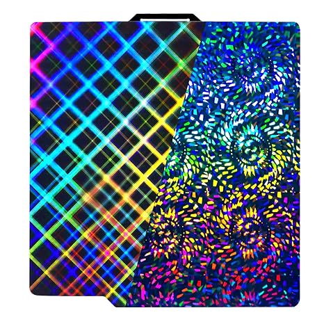 IdeaFormer-3D PEW PES Effect Build Plate for Bambu Lab X2D/X1/X1C/X1E/P1P/P1S/P2S/A1, Rainbow Gear+Plaid Flexible Spring Steel Plate 257x257mm Print Bed Removable Platform for Bambu Labs 3D Printers