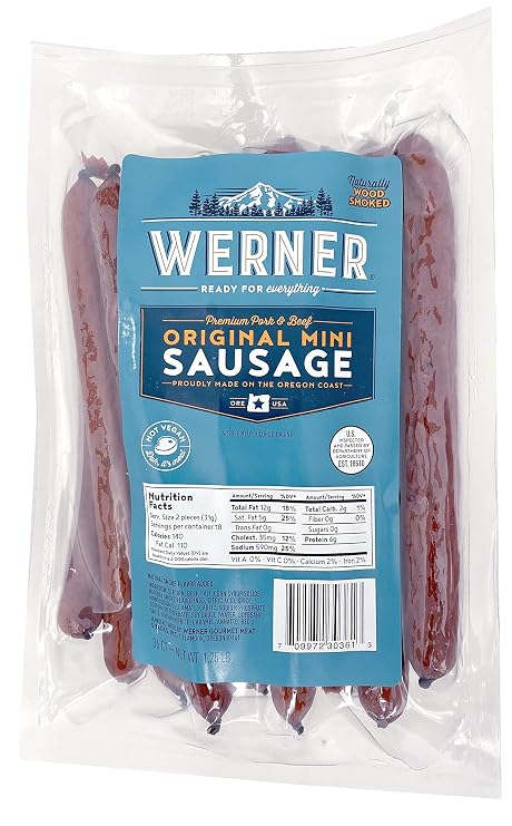 Werner Mini Sausage Sticks Pack of 36 Bulk Meat Sticks 6 Sausage Sticks Made in the USA
