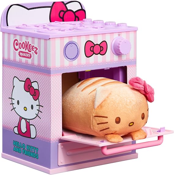 Cookeez Makery Hello Kitty & Friends Oven Playset Interactive Bake & Reveal Toy, Includes Mystery Warm Scented Plush (Hello Kitty, Cinnamoroll, or My Melody), Mixing Tools, Dough, Accessories, 5+