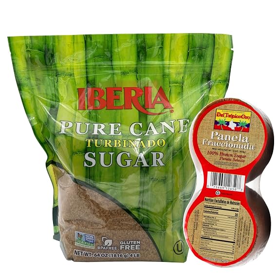 Iberia Pure Cane Turbinado Sugar, 4 lb. and Iberia Panela Fraccionada, 16 oz