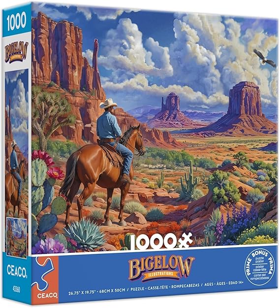 CEACO Western Venue 1000 Piece Jigsaw Puzzle for Adults, 26.75 x 19.75 in | Bonus Full-Size Color Poster, Longer Absorbing Build, Jigsaw Puzzles