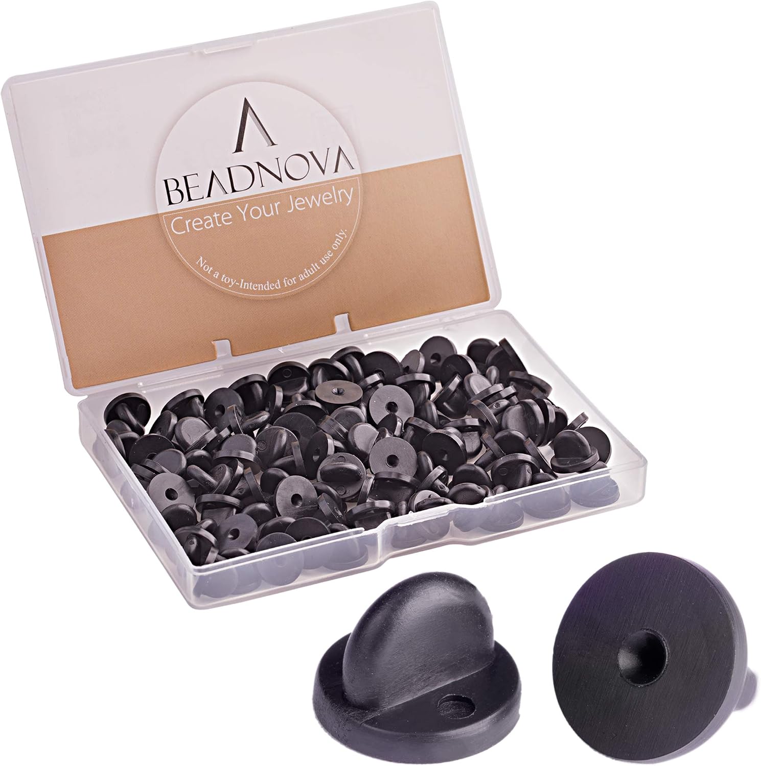 BEADNOVA Rubber Pin Back Butterfly Clutch Backings Pin Cap Replacement for Badges, Lapel Pinback (50pcs)
