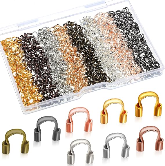 Brass Wire Guardian U-Shape Cable Protector Wire Guard Loops for Earring Bracelet Necklace Pendant DIY Jewelry Making Supplies (Elegant Colors,800 Pieces)