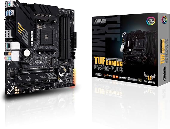 ASUS TUF Gaming B550M-PLUS AMD AM4 (3rd Gen RyzenTM) Micro ATX Gaming Motherboard (PCIe 4.0, 2.5Gb LAN, BIOS Flashback, HDMI 2.1, USB 3.2 Gen 2, Addressable Gen 2 RGB Header and Aura Sync)