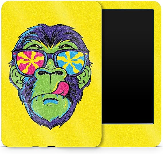 MightySkins Glossy Glitter Skin Compatible with Amazon Kindle 6-inch 11th Gen (2022) Full Wrap - Hypno Chimp | Protective High-Gloss Glitter Finish | Easy to Apply | Made in The USA