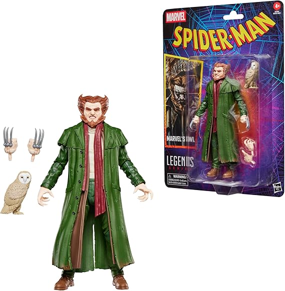 Marvel Legends Series Marvels Owl, Retro Cardback Spider-Man Comics Collectible 6-Inch Scale Action Figure | Includes 2 Alternate Hands, Pet Owl, Removable Scarf, 20 Plus Points