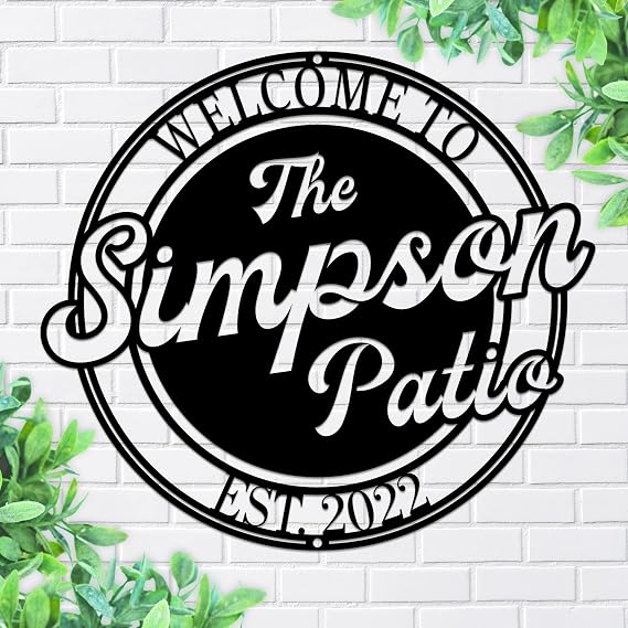 Custom Metal Sign, Personalized Patio Metal Art Wall Decor, Last Name Sign, Back Porch Outdoor Wall Art, Custom Patio Home Decor, Housewarming Gifts, New Home Gift Ideas