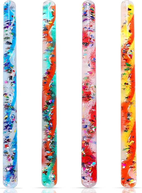 4 Glitzer Zauberstäbe je 32 cm lang und zweifarbig