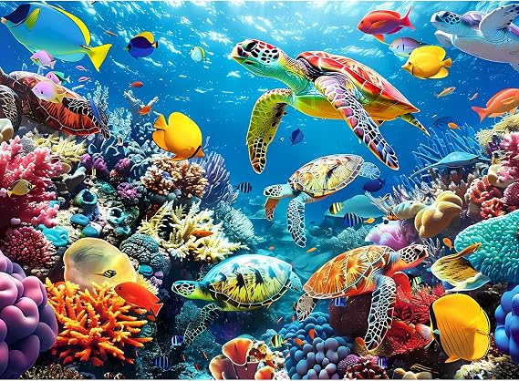 500 Piece Puzzle for Adults, Turtle Sea Animals Jigsaw Puzzles 500 Pieces | Birthday and Various Holiday Party for Family Adult, Funny Puzzle for Adults, 20.5x15 in