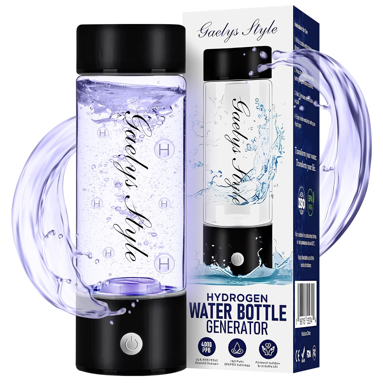Hydrogen Water Generator Bottle [2025 Edition] – 4000 PPB, Portable Hydrogenated Water Bottle with PEMSPE Tech, in 3 Minutes, 449ml Rechargeable Ionizer for Home, Office, Gym and Travel