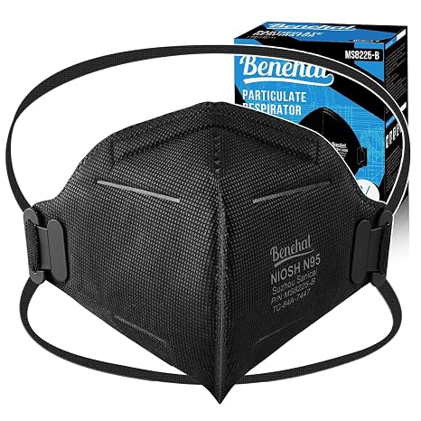 BENEHAL N95 Masks for Adults - 30 NIOSH-Approved 5 Ply Individually Wrapped Reusable N95 Face Masks - 95% Filtration for Easy Breathing, Designed for Long Wear, Helps Filter Pollen, Mold Spores & Dust