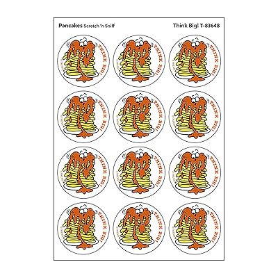 Think Big!Pancakes Scent Retro Scratch n Sniff Stinky Stickers by TREND; 24 SealsPack - Authentic 1980s Designs!