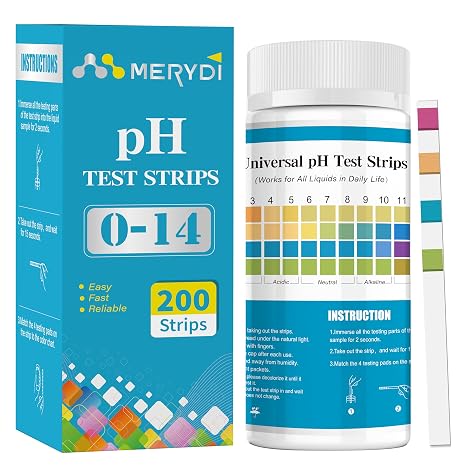 pH Test Strips 0-14, 200 Universal Strips for Fast, Accurate pH Testing